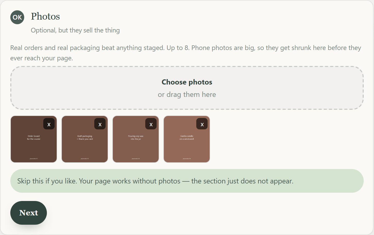 Photos uploaded and shrunk automatically